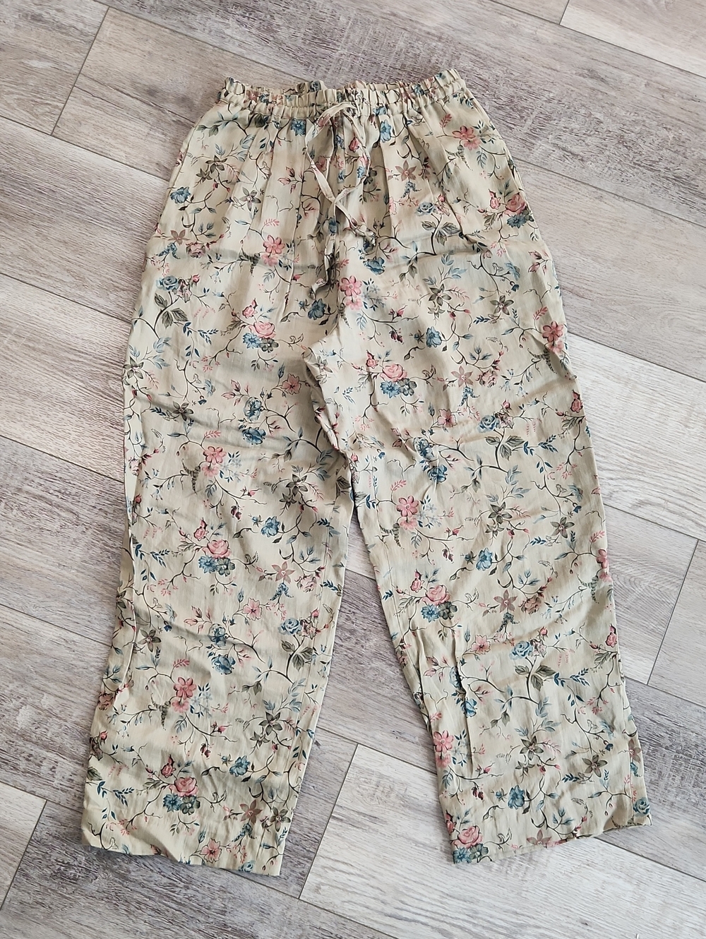 Classiques Petites Floral Drawstring Linen Blend Pants - Beige